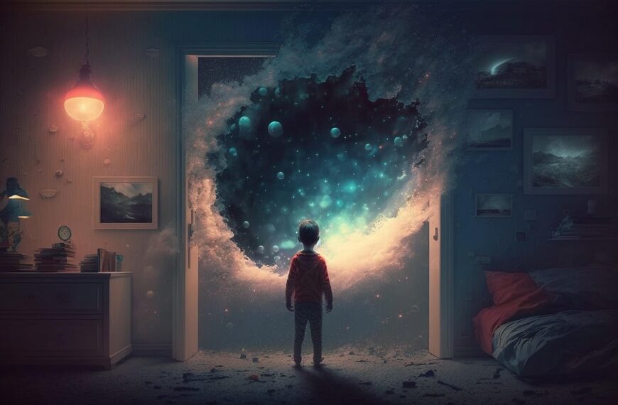 ai-generated, dream, future, nightmare, galaxy, boy, child, room, afraid of the future, future, future, future, future, future